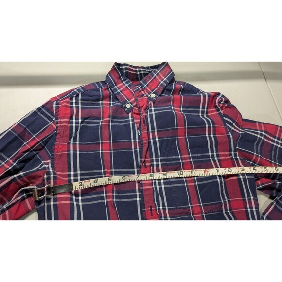 J CREW - Navy Blue & Red Plaid Button-up Oxford-Collar XS Shirt, Mens - Picture 3 of 6